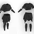 Stylish Black Fashion Outfit With Short Top Shorts And Leggings Featuring White Straps