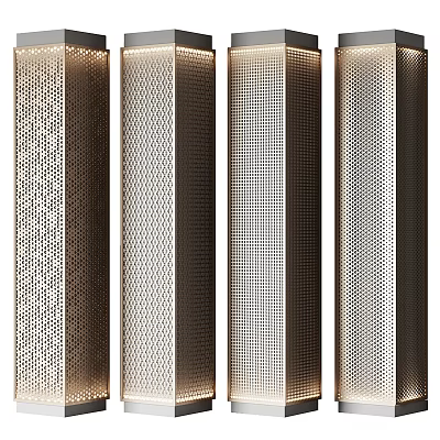 Modern Decorative Metal Columns With Perforated Patterns And Varied Finishes 3d model