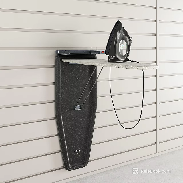 Space Saving Wall Mounted Functional Ironing Table With Iron And Foldable Top 3d model 