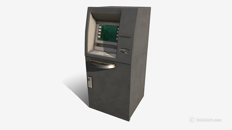 Gray Modern ATM Machine With Digital Screen Keypad And Cash Dispenser 3d model 
