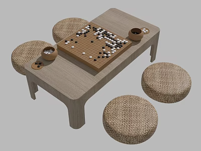 New Chinese Go Table and Chair 3d model