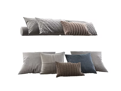 Modern Decorative Throw Pillows with Velvet Quilted Textures Assorted Colors for Living Room Sofa 3d model