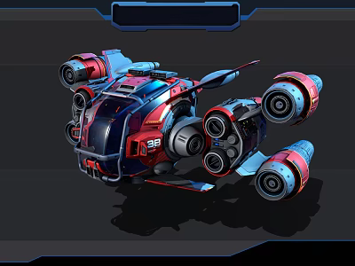 Futuristic Sci Fi Mechanical Vehicle With Multiple Engines And Complex Structure 3d model