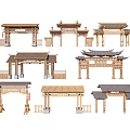 Traditional Chinese Archways With Various Wooden Structures And Classical Roof Designs