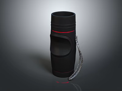 Professional Sports Knee Brace In Black With Red Stripe And Silver Support Strap 3d model