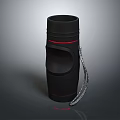 Professional Sports Knee Brace In Black With Red Stripe And Silver Support Strap