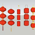 Assorted Traditional Red Chinese Lanterns with Various Designs and Shapes for Festive Decor