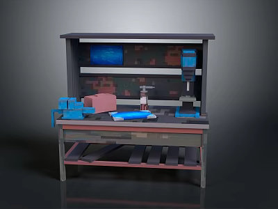 Functional Workbench Setup With Tools Equipment Screen And Parts On Countertop 3d model