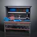 Functional Workbench Setup With Tools Equipment Screen And Parts On Countertop