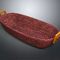 Oval Woven Basket In Red Brown With Wooden Handles For Household Use