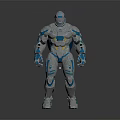 Sci-Fi Robot Character In Blue Silver Armor With Mechanical Details And Glowing Elements 3d model