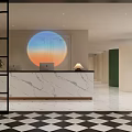 Modern Beauty Hair Salon Interior With White Styling Chairs Marble Floor Large Screen And Green Plants