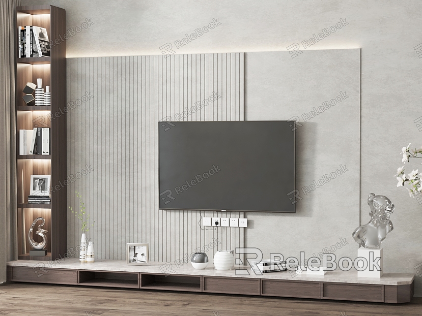 Modern TV background wall TV cabinet background wall model