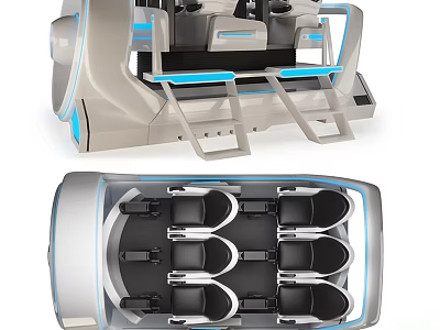 Futuristic Decorative Ornaments Combination With Silver Frame And Blue Accents Design 3d model