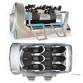 Futuristic Decorative Ornaments Combination With Silver Frame And Blue Accents Design