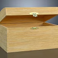 Natural Wooden Box With Open Lid Metal Lock And Smooth Wood Grain