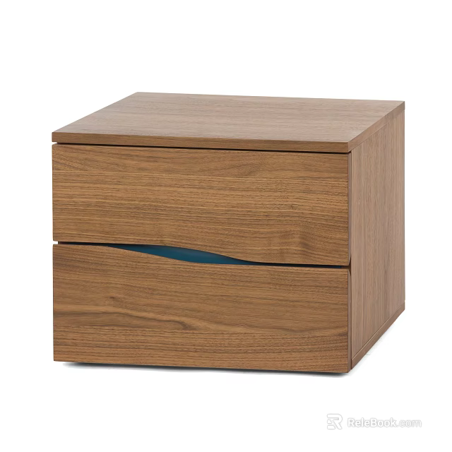 Wooden Bedside Table With Two Drawers Smooth Top Surface And Simple Modern Design 3d model