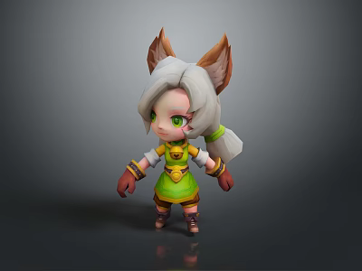 Adorable Cartoon Character Clothing With Green Yellow Outfit Brown Gloves And Boots 3d model