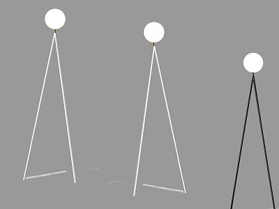Modern Minimalist Black And White Floor Lamps With Round Globe Shades And Slim Stands 3d model
