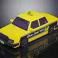 Yellow Green Shell Taxi Car With Roof Sign And Black Exterior Accents