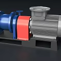 Industrial Pump With Electric Motor Blue Red Components On Base Frame 3d model