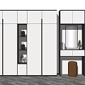 Modern Wardrobe Design With Multiple Doors Open Storage Shelves And Mirror Panel 3d model