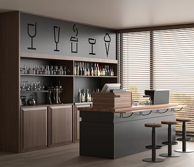 Modern Bar Bar Desk Bar Chair Front Desk Wine Storage Rack Workbench Console 3d model
