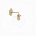 Modern Brass Wall Sconce with Transparent Glass Globe Shade and Light Bulb