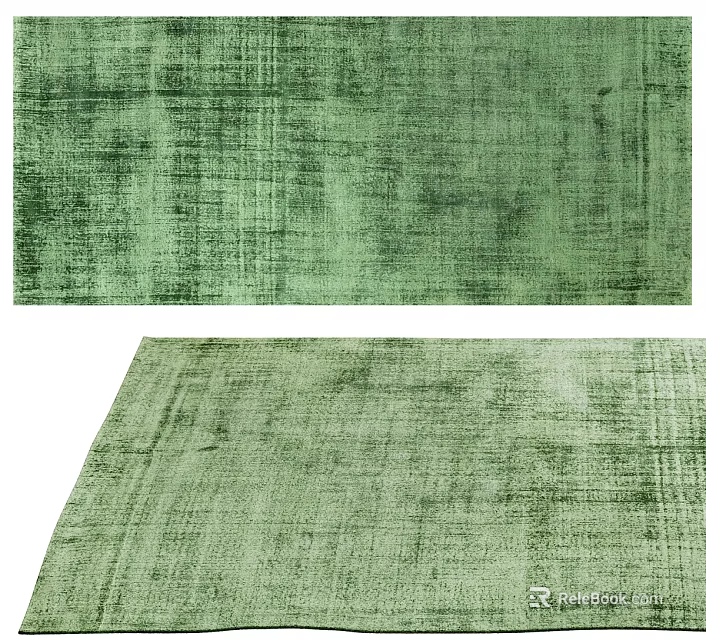 Elegant Green Square Rug With Distressed Textured Pattern For Home Decor 3d model 