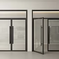 Modern Glass Doors With Black Frames In Open Interior Design 3d model