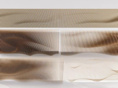 Modern Ceiling Design With Wooden Linear Strips And Wavy Patterns For Elegant Interior 3d model