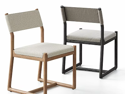 Modern Minimalist Single Chair With Light Wood Black Frame And Light Gray Fabric Seat Backrest 3d model