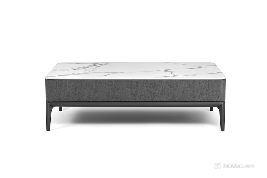 Modern Minimalist Coffee Table With White Marble Top And Gray Frame Design 3d model