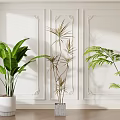Potted Indoor Plants With Different Leaf Shapes In Modern Wall Moldings And Wooden Floor Interior