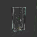Gray Metal Display Cabinet With Double Doors And Textured Surface Design