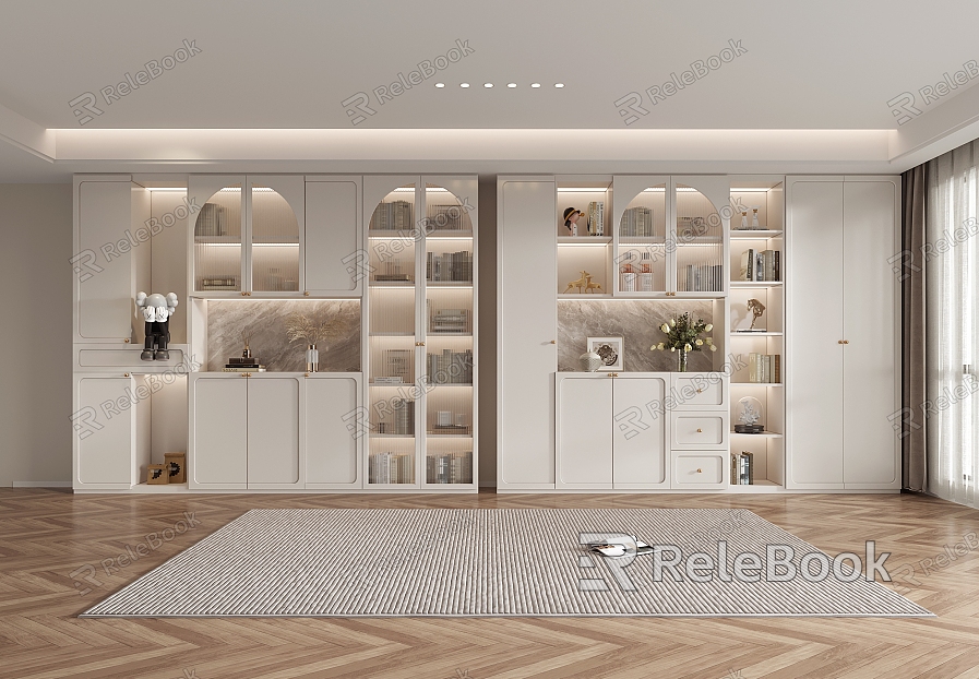 Cream wind bookcase combination model