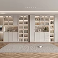 Cream wind bookcase combination 3d model