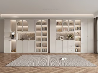 Cream wind bookcase combination 3d model
