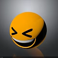 Bright Yellow 3D Emoji Smiling Face With Winking Eyes And Open Mouth On Dark Background