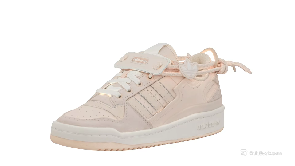 Adidas Light Pink Sneakers With Three Stripes Velcro Strap And White Laces 3d model 