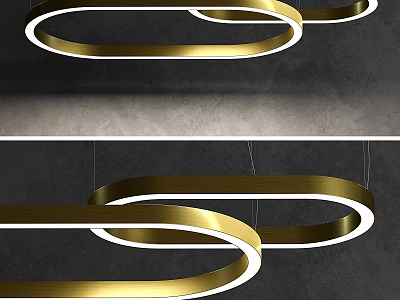 Modern Golden Ring Shaped Ceiling Lights With Minimalist Interior Design 3d model
