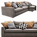 Cozy Gray Multi Person Sectional Sofa With Patterned Solid Throw Pillows And Soft Blanket 3d model