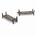 Two Rustic Wooden Bridges With Simple Plank Design And Support Posts