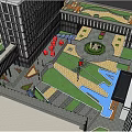 Modern Urban Landscape Design With Water Features Trees And Open Square Around High Rise Buildings