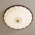 Round Modern Ceiling Light With White Shade Brown Border And Gold Center 3d model