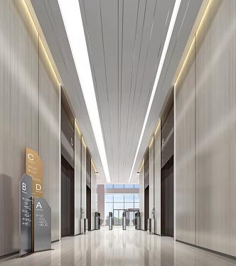 modern elevator hall office elevator hall 3d model