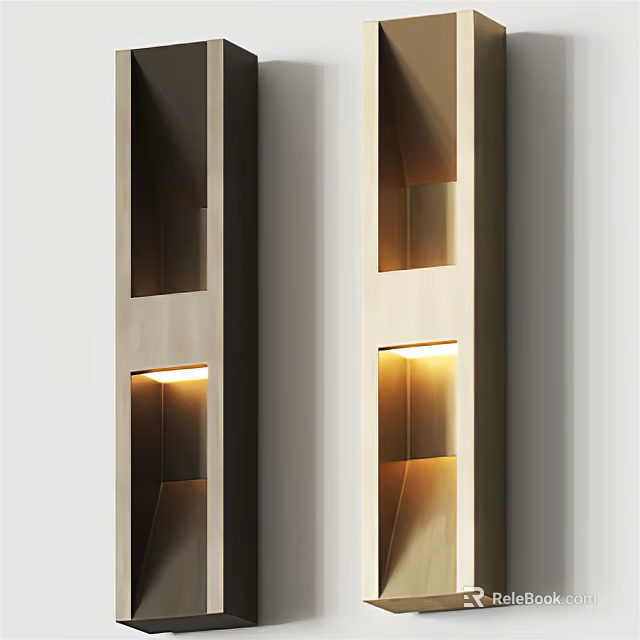 Modern Wall Sconces With Wooden Frame And Warm Ambient Lighting Design 3d model