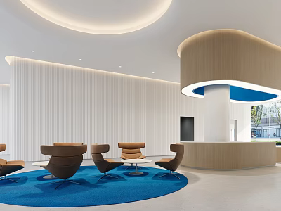 Modern Hospital Outpatient Clinic Interior With Seating Area And Reception Desk 3d model