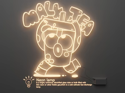 MALMTEA Cartoon Character Neon Lamp Set With On Off Switch And Power Adapter 3d model