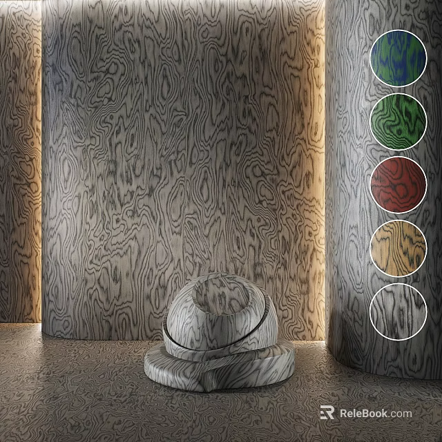 Decorative Wooden Component With Natural Wood Grain Texture And Circular Color Options 3d model 